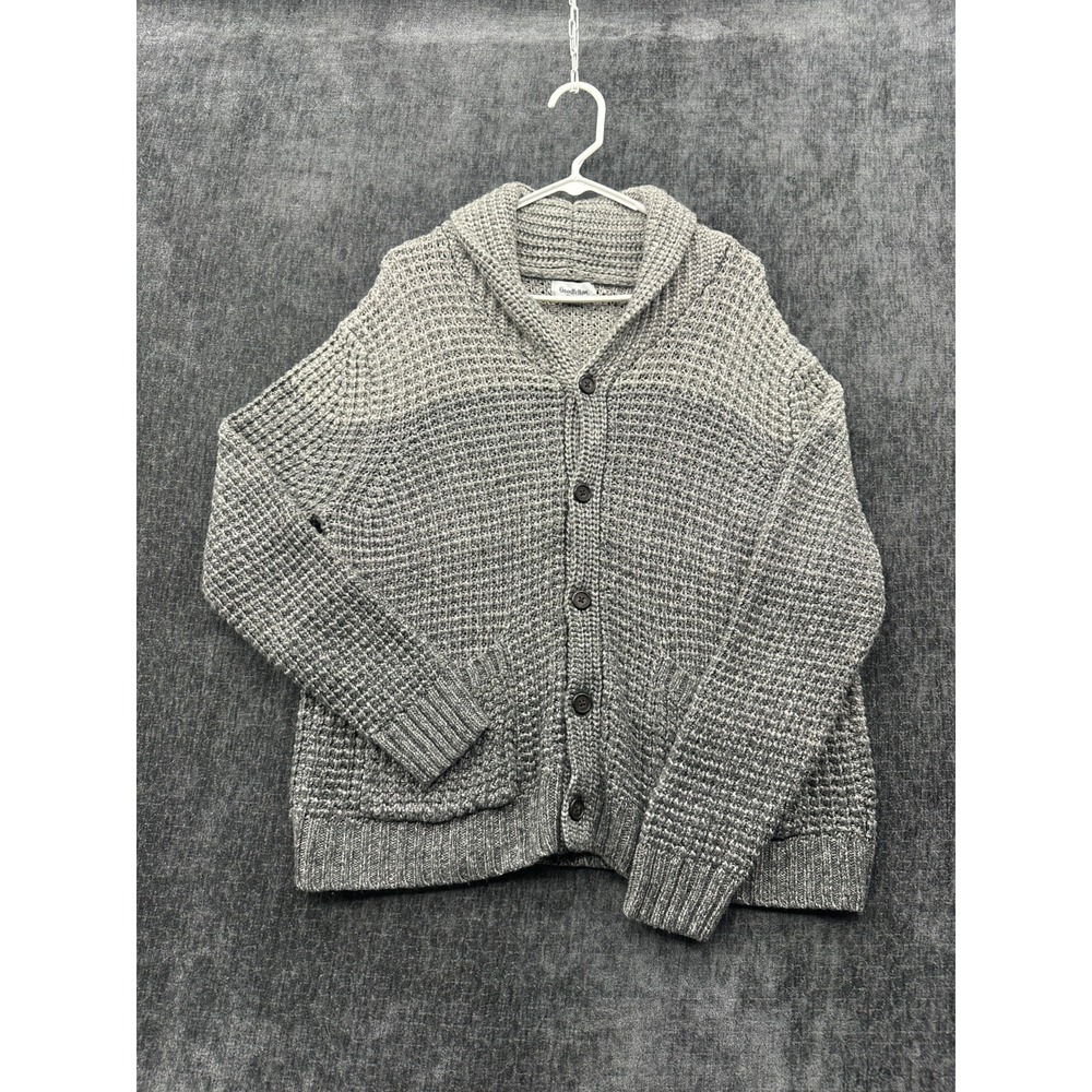 Goodfellow & Co Cardigan‎ Sweater Mens XL Heather Gray Knit Ribbed Shawl Collar